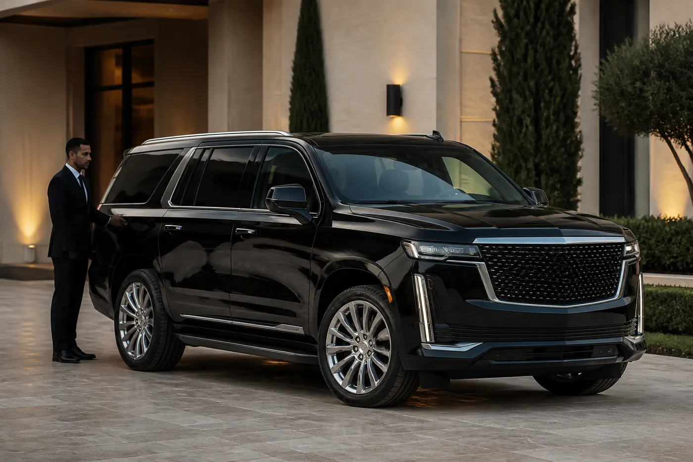The kind of vehicle booked as a Range Rover Autobiography, photographed on a job.
